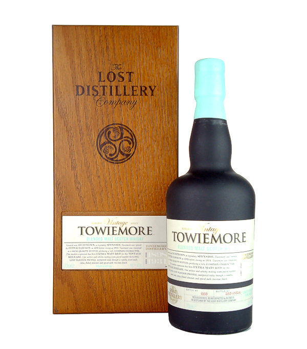 The Lost Distillery Company TOWIEMORE VINTAGE Blended Malt Scotch Whisky, 70 cl, 46 % Vol., Schottland, Speyside, Towiemore Vintage ist das Ergebnis einer Mischung aussergewhnlicher Single Malts mit einem Gourmet- und Fruchtprofil. Wiederentdecken bedeutet vor allem, in die schottische Vergangenheit zu reisen! Die einst ikonische Brennerei Towiemore wurde 1898 in Dufftown County, Speyside, gegrndet. Die Brennerei wurde 1931 wegen Wasserversorgungsproblemen endgltig geschlossen.  Die Lost Distillery Company ist bestrebt, die Stile schottischer Single Malts zu reproduzieren, die nach den vielen Schliessung