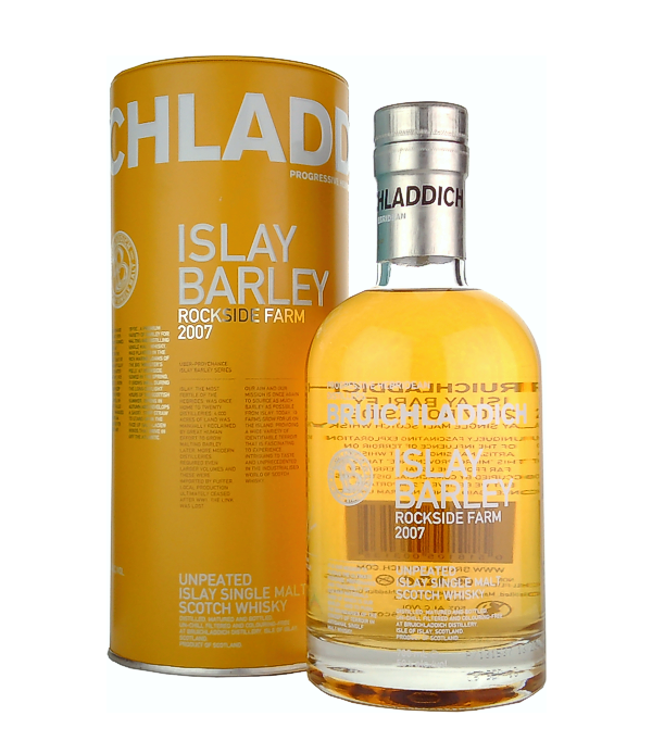 Bruichladdich Islay Barley 2007 Rockside Farm Single Malt Scotch Whisky, 70 cl, 50 % Vol., Schottland, Isle of Islay, Ein unverkennbar Bruichladdich mit starkem Charakter. Um seine ganze Qualitt zur Geltung zu bringen, bedarf es etwas Wasser als Zugabe.  Die letzten Exemplare dieses Whisky's.