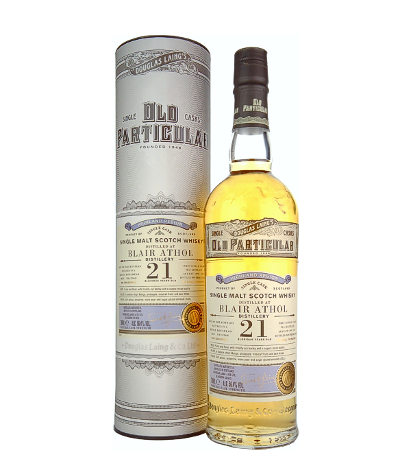 Douglas Laing & Co., Blair Athol Old Particular 21 Years Old Single Cask Malt 1997, 70 cl, 56.4 % Vol. (Whisky), Schottland, Highlands, Douglas Laings Old Particular Reihe besteht aus individuell ausgewhlten Malts aus ganz Schottland, die nach hchster Qualittsstufe hergestellt werden.  Diese Malts werden weder kltefiltriert noch mit Farbzusatzstoffen versehen und sind mit ihren Single Cask Abfllungen einzigartig.  Der Blair Athol Old Particular Douglas Laing Single Cask Malt 21 Years Old reift 21 Jahre lang im Re-Fill Hogshead.  Destilliert: August 1997 Abgefllt: November 2018  Limitiert auf 282 Flaschen weltweit!      Fa