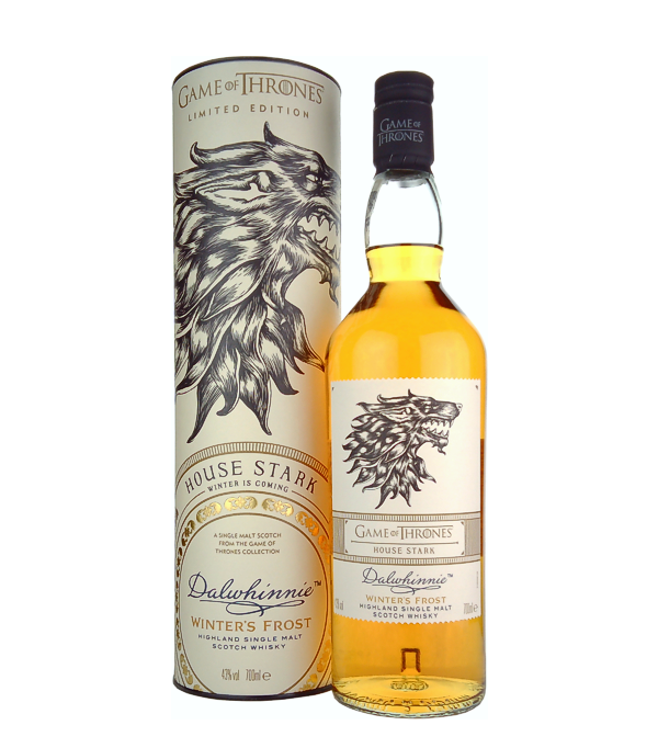 Dalwhinnie Winter's Frost GAME OF THRONES House Stark Single Malt Whisky Collection, 70 cl, 43 % Vol., Schottland, Highlands, Der Dalwhinnie Winter's Frost gehrt zur Game of Thrones Single Malt Collection von DIAGEO. Nach der Sonder-Edition Johnnie Walker White Label, prsentiert Diageo eine Single Malt Collection. Die Single Malts aus verschiedenen Destillerien, tragen die Namen der sieben Knigshuser der bekannten Serie 'Game of Thrones'.  Der Dalwhinnie Winter's Frost wird dem Knigshaus Stark gewidmet.   Farbe: Bernstein. Nase: Intensiv, ssslich.  Geschmack: Wrmend, wrzig, ssslich, Honig. Abgang: Lang anhalte