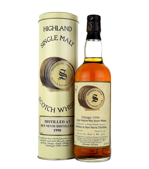 Signatory Vintage, Ben Nevis 8 Years Old Vintage Collection 1990/1999, 70 cl, 43 % Vol. (Whisky), Schottland, Speyside, Destilliert: 1990 Abgefllt: 1999 Fass Nummer: 1379 Anzahl Flaschen: 948