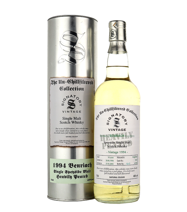 Signatory Vintage, Benriach 10 Years Old The Un-Chillfiltered Collection 1994/2005, 70 cl, 46 % Vol. (Whisky), Schottland, Speyside, Destilliert: 1994 Abgefllt: 2005 Fass Nummer: 1665 Anzahl Flaschen: 383