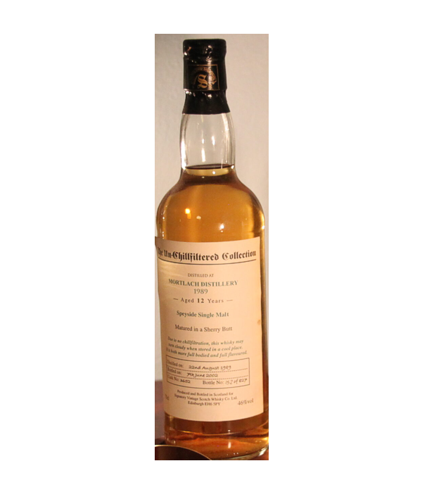 Signatory Vintage, Mortlach 12 Years Old The Un-Chillfiltered Collection 1989, 70 cl, 46 % Vol. (Whisky), Schottland, Speyside, Destilliert: 1989 Abgefllt: 2002 Fass Nummer: 3652 Anzahl Flaschen: 827