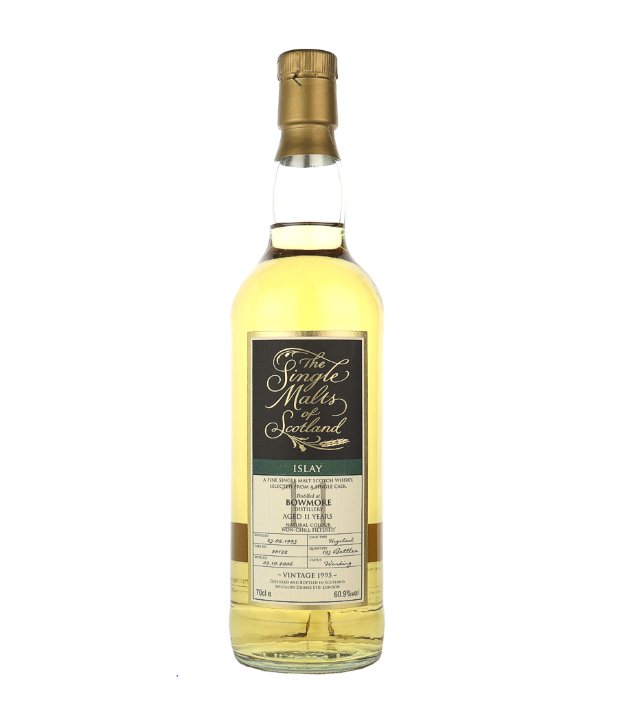 Single malt of scotland, Bowmore 11 Years Old 1995/2006, 70 cl (Whisky), Schottland, Isle of Islay, No box. cask ref 20192, one of the 195 bottle